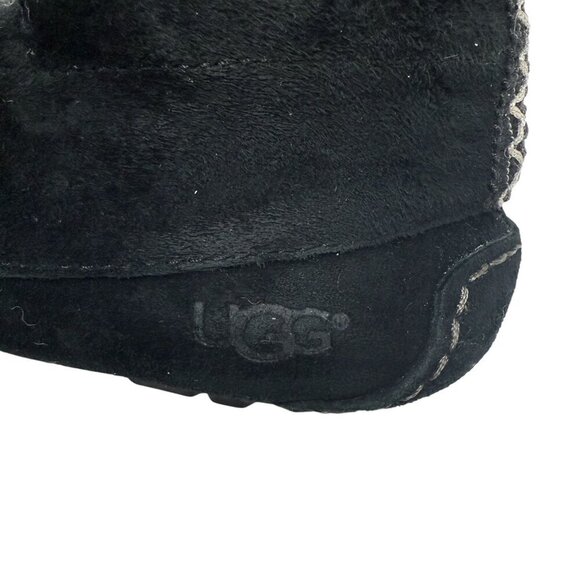 UGG Boots Size 6 Black Suede Leather Chickaree Mocassins Shearling Laceup Bootie - Picture 8 of 14